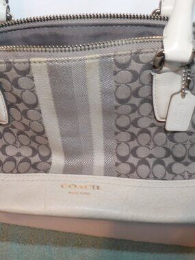 Coach Mini Handbag Purse White And Grey Tote Tassel Mini Designer Soho Purse